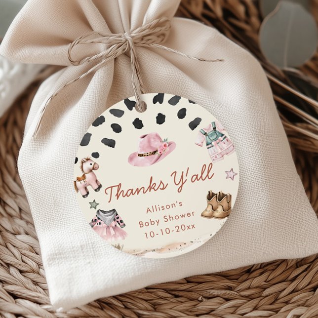 Kleine Cowgirl Western Mädchen Babydusche Geschenkanhänger (Von Creator hochgeladen)