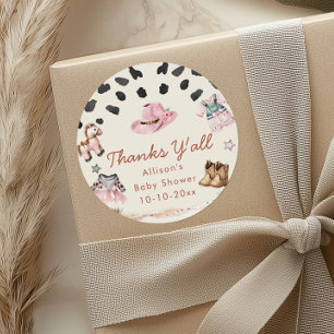 Kleine Cowgirl Western Mädchen Babydusche Runder Aufkleber