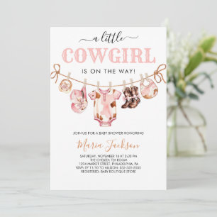 Kleine Cowgirl Wild West Rosa Cowgirl-Baby-Party Einladung