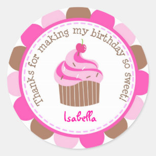 Kleine Cupcake-Bithday-Gastgeschenk-Aufkleber Runder Aufkleber