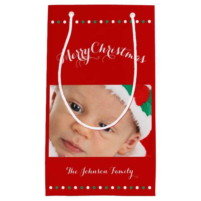Kleine Custom Red Merry Weihnachtsgeschenktaschen Kleine Geschenktüte (Vorderseite)