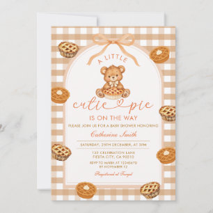 Kleine Cutie Pie Bär Gingham-Schleife Baby Shower  Einladung