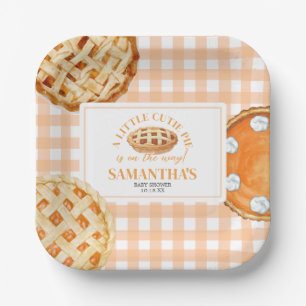 Kleine Cutie Pie Gingham Babyparty Pappteller