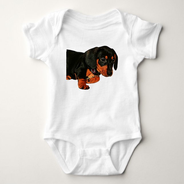 Kleine Dackel Design Baby Bodysuit Strampler (Vorderseite)