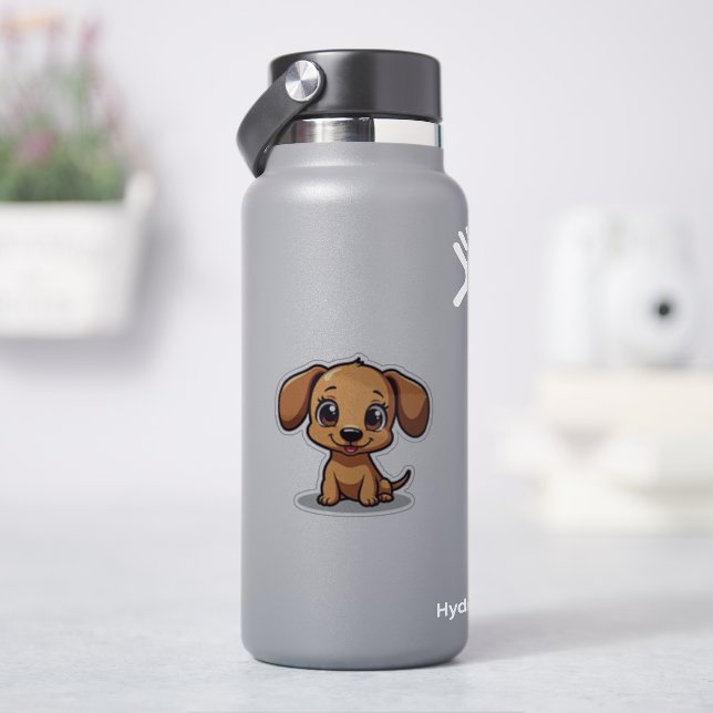 Kleine Dackel, große, helle Augen, kleine Aufkleber (HydroFlask)