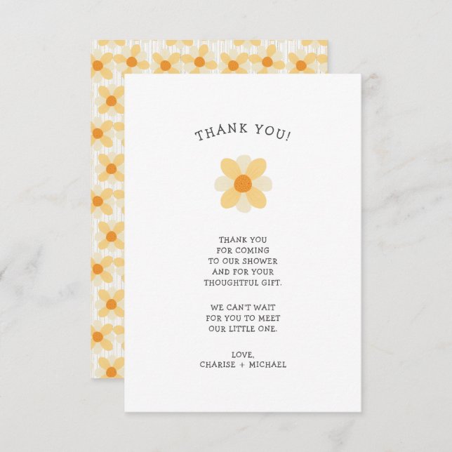 Kleine Daisy-Babydusche danke (Vorne/Hinten)