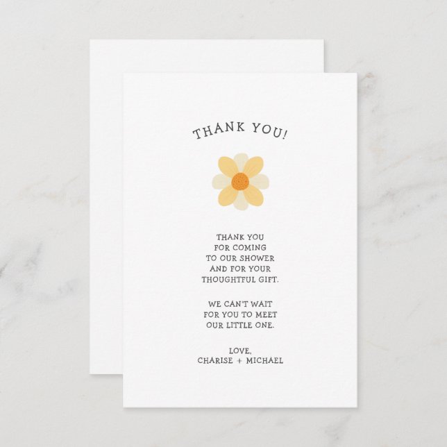 Kleine Daisy-Babydusche danke (Vorne/Hinten)