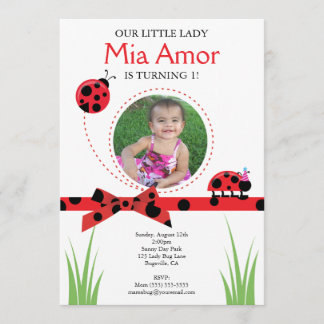 Kleine Dame Bug Birthday Invitation Einladung