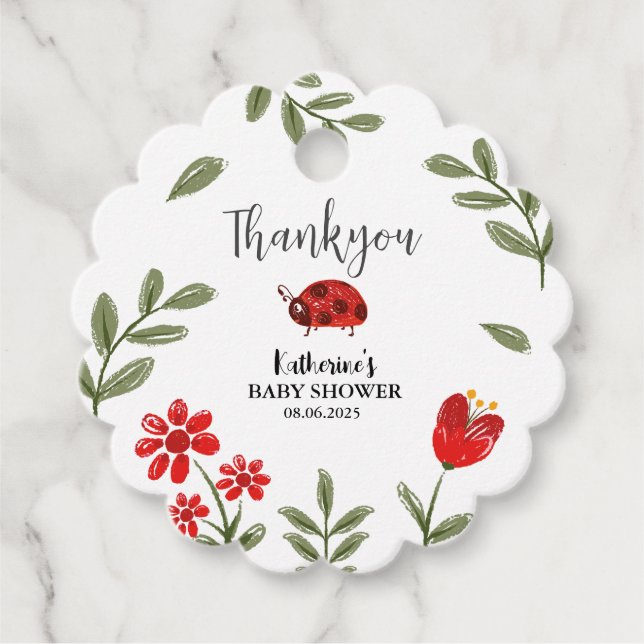 Kleine Damenkäfer ist auf dem Weg Mädchen Dusche Geschenkanhänger (Vorderseite)