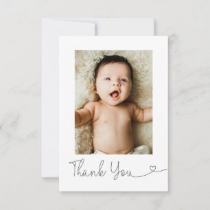 Kleine Danksagungs-Herz-Moderne Baby-Fotoschau Dankeskarte