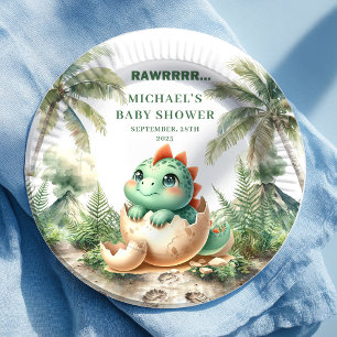 Kleine Dino-Baby-Party bald zu hatching Namensschi Pappteller