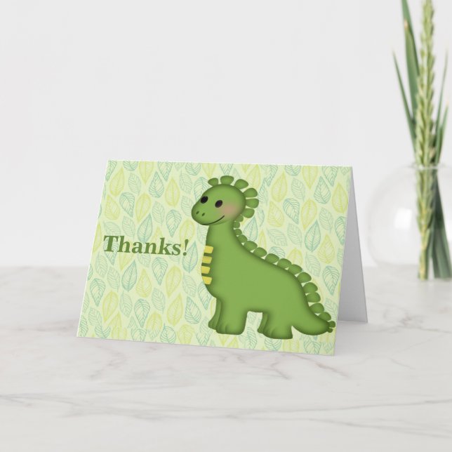 Kleine DinoBaby Dusche Vielen Dank Dankeskarte (Vorderseite)