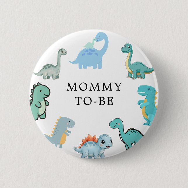 Kleine Dinosaurier Süße Babyparty Button (Vorderseite)