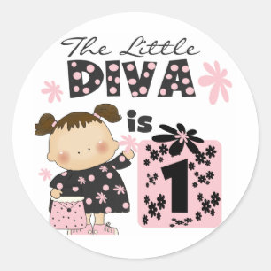 Kleine Diva-1. Geburtstags-T-Shirts und Geschenke Runder Aufkleber