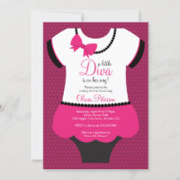 Kleine Diva Babydusche Einladung, Rosa, Schwarz