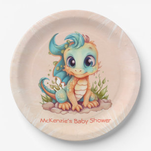 Kleine Drache Märchenjunge Babydusche Pappteller