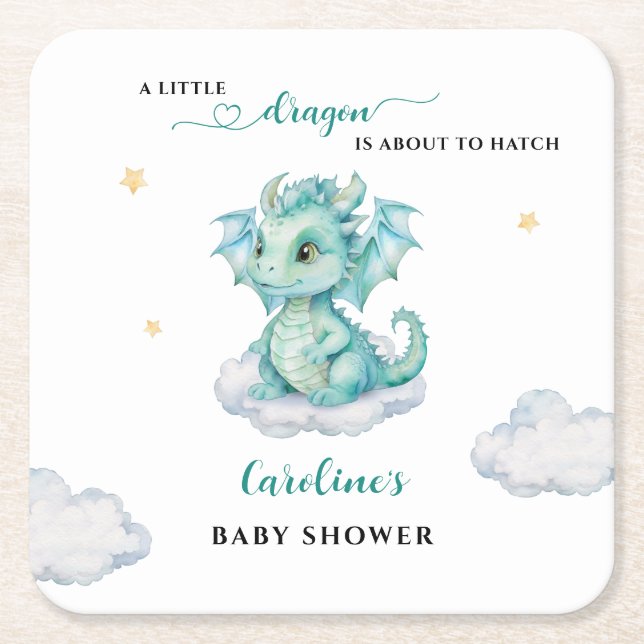 Kleine Dragon Baby Dusche Rechteckiger Pappuntersetzer (Vorderseite)