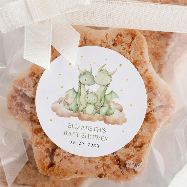 Kleine Dragon Baby Dusche Runder Aufkleber (Von Creator hochgeladen)