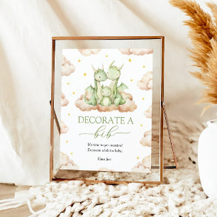 Kleine Dragon Babydusche dekorieren ein Bib-Zeiche Poster