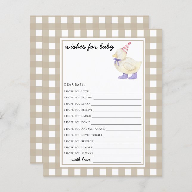 Kleine Duckbaby Dusche Wünsche für Kinder (Vorne/Hinten)