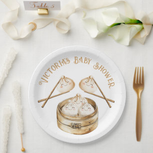 Kleine Dumpling Dim Sum Gender Neutral Baby Dusche Pappteller