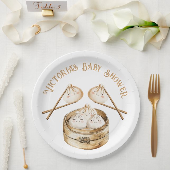 Kleine Dumpling Dim Sum Gender Neutral Baby Dusche Pappteller (Hochzeit)