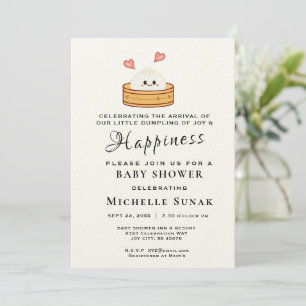 Kleine Dumpling Girl Pink Babydusche Einladung