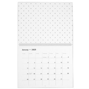 Kleine, dunkelgraue Plakate und Punkte in einem Kalender
