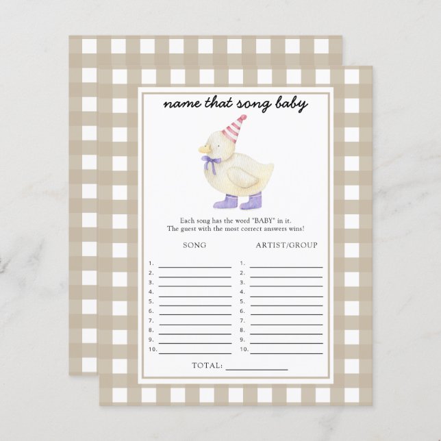 Kleine Dusche für Enten - Name dieses Baby Song (Vorne/Hinten)