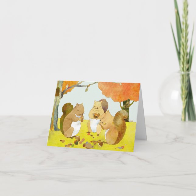 Kleine Eichhörnchen Erntedank Fest Feiertagskarte (Vorderseite)