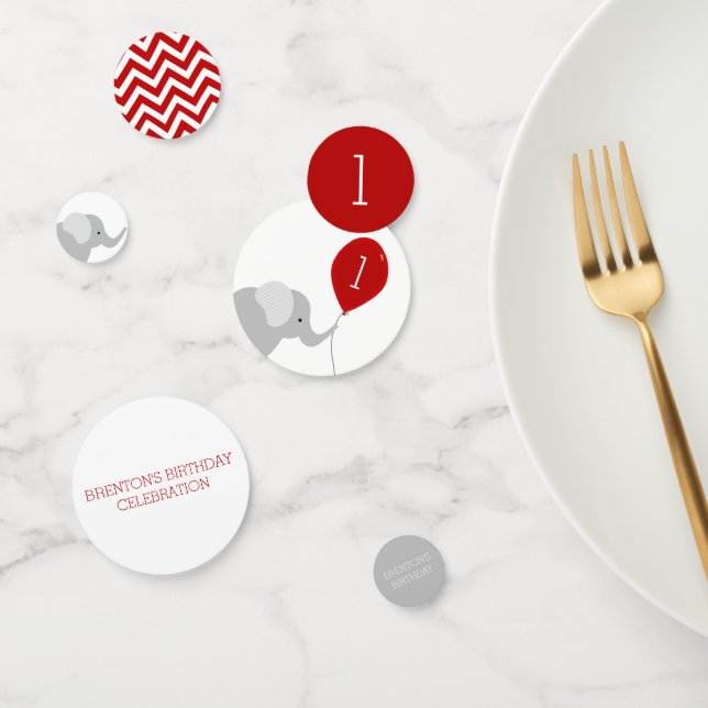 Kleine Elefant mit Ballon Geburtstag Konfetti (Gruppe)