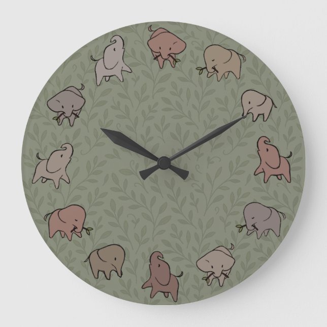 Kleine Elefanten Große Wanduhr (Vorderseite)
