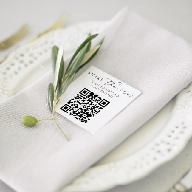 Kleine Elegante Liebe-Karten mit QR-Code gemeinsam Begleitkarte (Elegant Wedding QR Code Card - Share the Love)