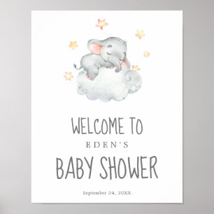 Kleine Elephant Girl Baby Dusche Willkommen Poster