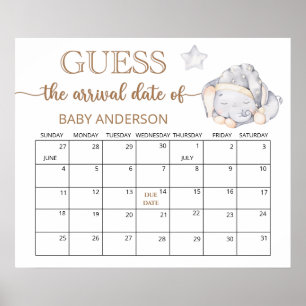 Kleine Elephant Guess Due Date Calendar Poster
