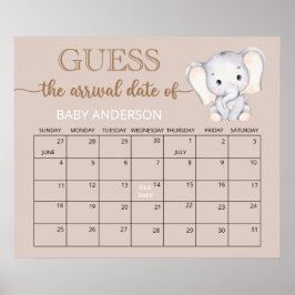 Kleine Elephant Guess Due Date Calendar Poster