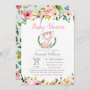 Kleine Elephant Spring Summer Blume Babydusche Einladung