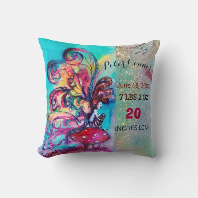 KLEINE ELF DER MUSHÖME BABY SHOWER Baby Status Kissen (Vorderseite)