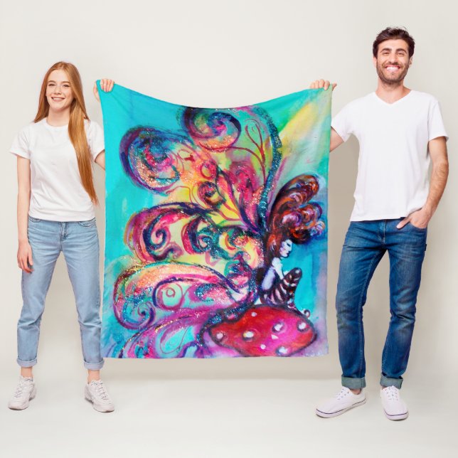 KLEINE ELF DER MUSHÖME Pink Blue Fantasy Fleecedecke (Beispiel)