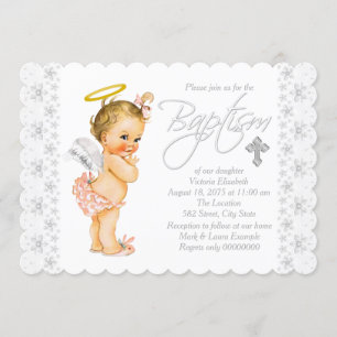 Kleine Engel-Babymädchen-Taufe Einladung