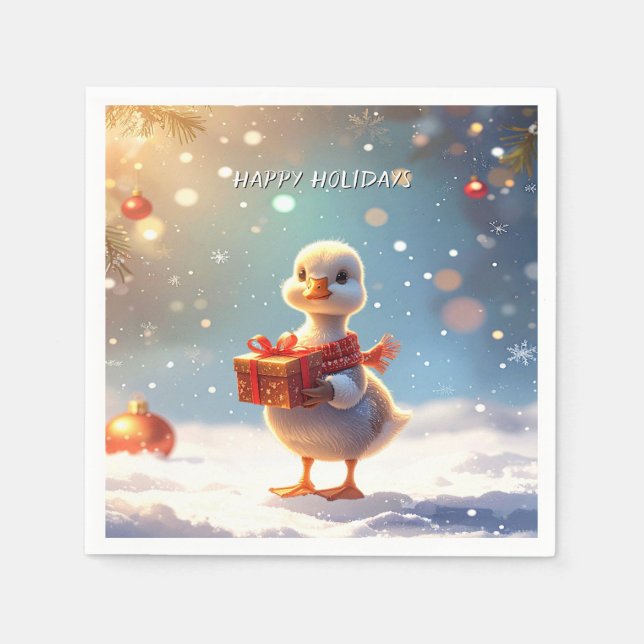 Kleine Enten-Feiertagsserviette Serviette (Vorderseite)