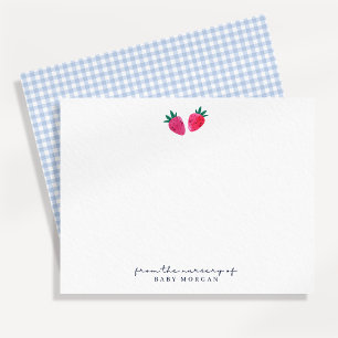 Kleine Erdbeeren-Kinderzimmer-Notizkarte Einladung
