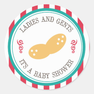 Kleine Erdnuss Zirkus Baby Shower Aufkleber