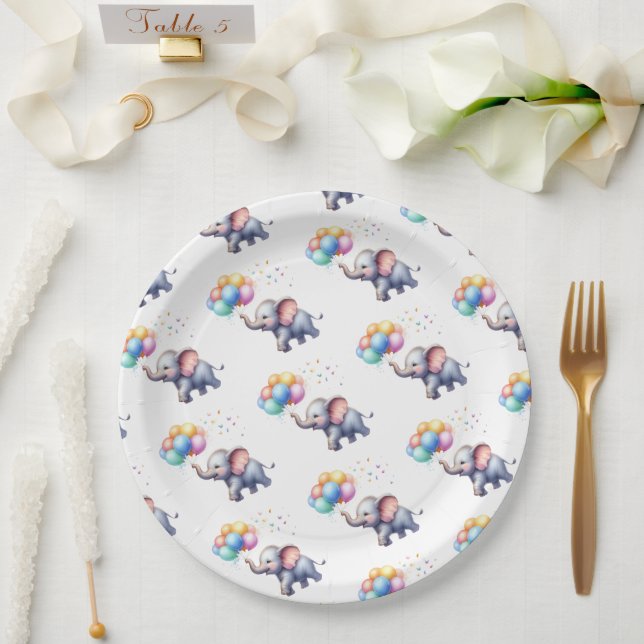 Kleine Erdnussbaby-Elefantendusche Pappteller (Hochzeit)
