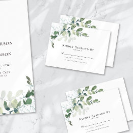 Kleine Eukalyptus Greenerity Wedding RSVP Card Mitteilungskarte