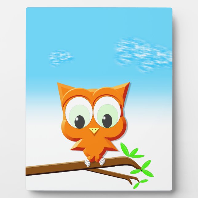 Kleine Eule auf einer Zweige Fotoplatte (Vorderseite)