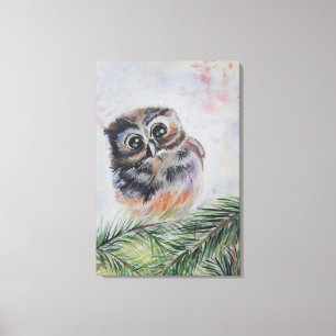 Kleine Eule Leinwanddruck Aquarellmalerei