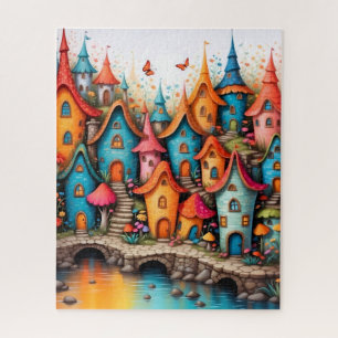 kleine Fantasy-Märchenstadt Puzzle
