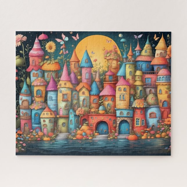 kleine Fantasy-Märchenstadt Puzzle (Horizontal)