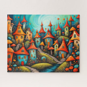 kleine Fantasy-Märchenstadt Puzzle